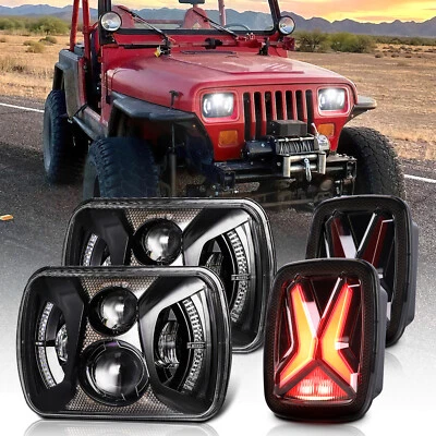 Combo de luces traseras LED 5x7" 7x6" humo X para Jeep Wrangler YJ 1987-1995 Foto 1 de 4
