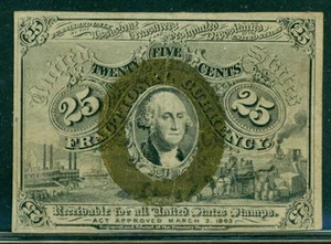 25 ¢ Moneda fraccionaria, con recargo 1863 y s, fr. #1286, AU+ - Imagen 1 de 2