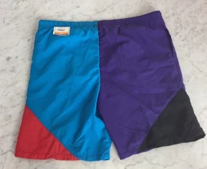 VTG 80s California Splash Purple Color-Block Nylon Boys XL 18-20 Swim Suit USA - Picture 1 of 7