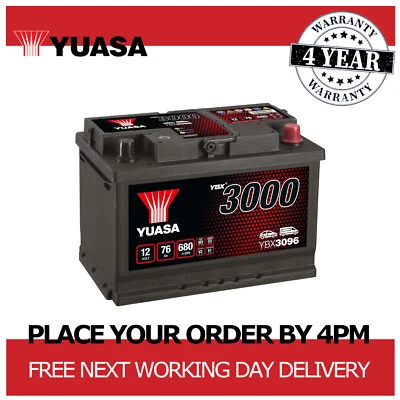 12V Car Battery, Type 096, Yuasa YBX3096, 76Ah 680CCA Sealed Calcium - Image 1 of 4