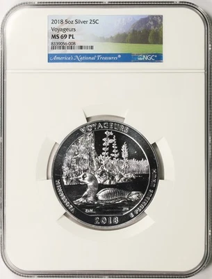 2018 25c Voyageurs ATB 5oz Silver Quarter 25c NGC MS69 PL - Image 1 of 4