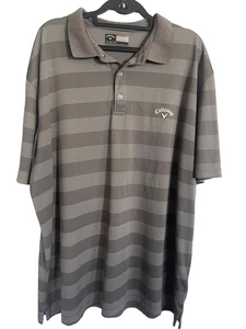 Callaway Opti-Dri Mens Gray White Stripe Golf Polo Shirt Size 2XL - Picture 1 of 7