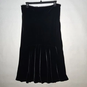 Lauren Ralph Lauren Women's Midi Black Velvet Maxi Skirt Rayon/Silk Blend 18W - Picture 1 of 9