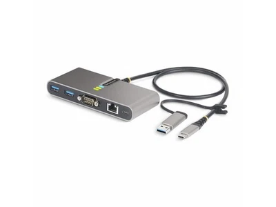 StarTech.com 2-Port USB-C Hub with Gb Ethernet and RS232 FTDI Serial, Attached - Image 1 of 4