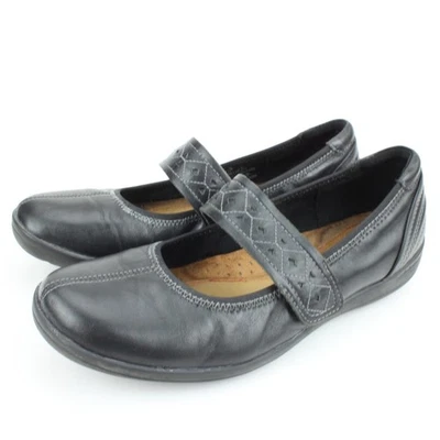 Zapatos planos sin cordones Rockport Cobb Hill con correa de cuero negros para mujer 8M almendra Foto 1 de 4