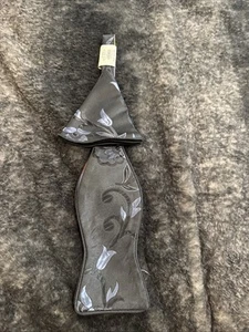 VERSE 9 Silk Bow Tie And Pocket Square Black Floral With Multi Color Squares - Picture 1 of 9