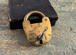 Antique SECURE HAND MADE Small Brass Padlock / Antique Lock With Key Working - Picture 1 of 8