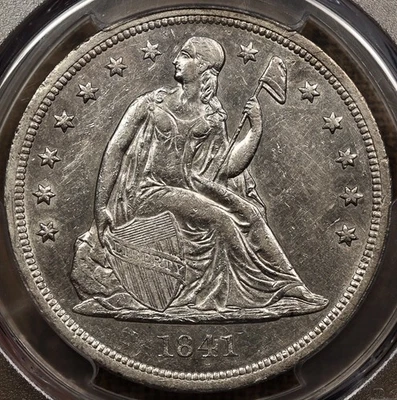 Dólar Liberty Seated 1841, graduación profesional AU53, moneda reflectante escarchada DavidKahn monedas raras Foto 1 de 4