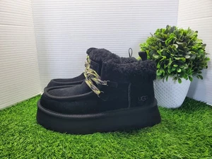 UGG Damen Funkarra Cabin Cuff schwarz Wildleder Lammfell Stiefeletten 1143954🖤 Größe 8 - Bild 1 von 14