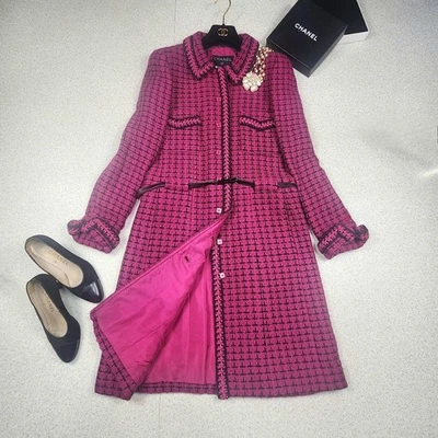 [Artículo extremadamente hermoso] Abrigo chaqueta a cuadros tweed CHANEL Cocomark Foto 1 de 4