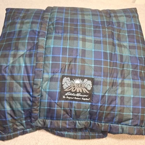 Eddie Bauer 75% Down Throw Blanket Plaid Green 50x72 Sherpa Cozy Camp Lodge  - Picture 1 of 11