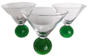3 Vintage MCM Bubble Ball Bottom Martini Glasses Blown Atomic Decor Sphere 5.25" - Picture 1 of 8