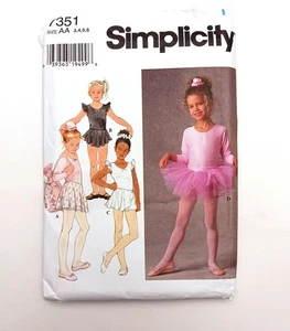 SIMPLICITY 7351 SEW PATTERN CHILD LEOTARDS SKIRTS TUTU DANCE BALLERINA 3-6 Uncut - Picture 1 of 2