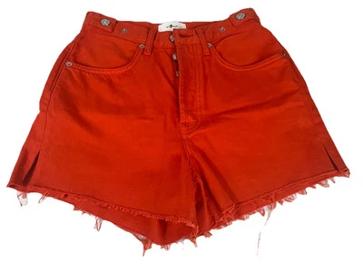 Pantalones Cortos 7 For All Mankind Para Mujer Talla 25 Fácil Rubí Corte Botón Mosca Naranja Foto 1 de 4