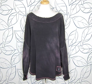Free People Movement Distressed Gray Open Back Ribbed Top w/ Thumbholes Size XL - Picture 1 of 10