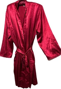 Adonna Robe XL Cranberry Red Satin Short Sexy Classic Lingerie Bathrobe Coverup - Picture 1 of 5