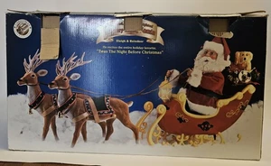 Holiday Creation Animated Musical  Reindeer & Santa on Sleigh 34" WORKS 2002 - Picture 1 of 6