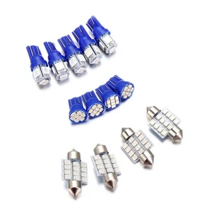 12V LED Kit Blue LED Lights 13 Pieces LED Lights T10 & 28-31mm Connections - Picture 1 of 10