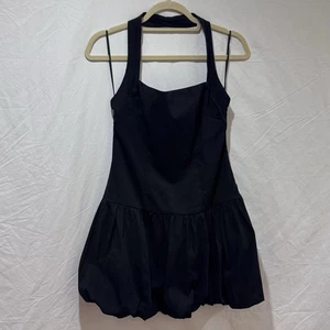 Mini Vestido Princesa Polly Gigli Dobladillo Burbuja Negro Talla 8 Halter Espalda Baja NUEVO CON ETIQUETAS - Imagen 1 de 24