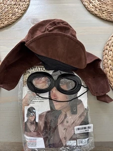 Amelia Earnhart / Flieger Set Kostüm Helm & Brille - Einheitsgröße - Bild 1 von 6