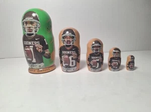 Oklahoma Sooners Nesting Doll/Handmade/5-pc Set/Russia - Picture 1 of 4