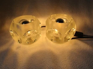 2 PUTZLER 70er Jahre Design Tischlampe Lampe Glas satiniert klare Bubbles Paar - Bild 1 von 7