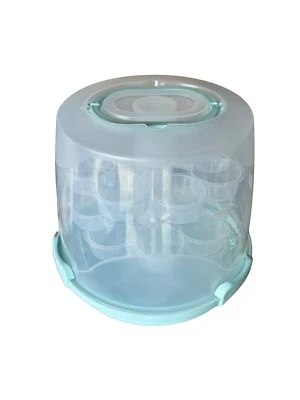 24 Cupcake Carrier Cake Holder Portable 3 Tier Cupcake Transporter Green Box - Image 1 of 4