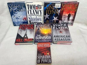 Vince Flynn and Tom Clancy Military Action Thriller Books Novels - Lot of 8 - Picture 1 of 12
