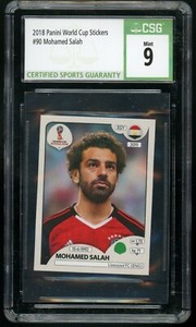 MOHAMED SALAH 2018 Panini World Cup Stickers #90 Black Back Egypt CSG 9 Mint