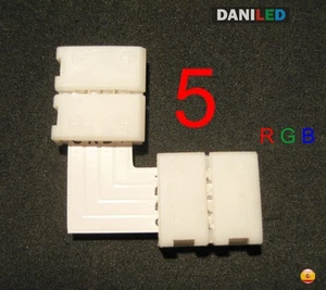 5 X CONECTORES EN '' L '' 4 PIN RGB 10mm 90 GRADOS PARA TIRA LED SMD 5050 RGB - Imagen 1 de 1
