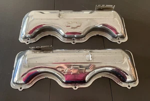 348 CHEVROLET TRI-POWER 3 X 2 CHROME VALVE COVERS, FITS 348 AND 409 - Picture 1 of 17