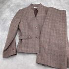 Bert Newman Young Impressions Suit Women Small Petite Brown Red Plaid Wool Flaws