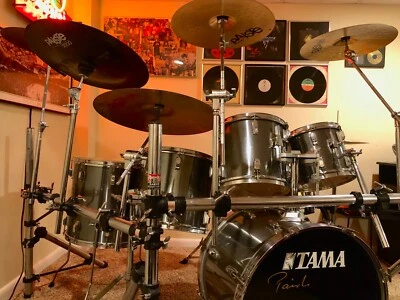 6pc. 80's Vintage Tama Swingstar Drums, Misty Chrome Finish - Image 1 of 4