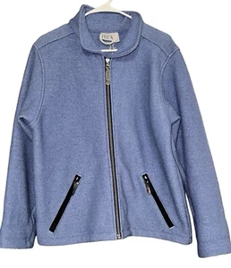 Ibex Jacket Womens L Jacket Blue Wool Sweater Coat USA Minimalist Winter Zip Up - Picture 1 of 10