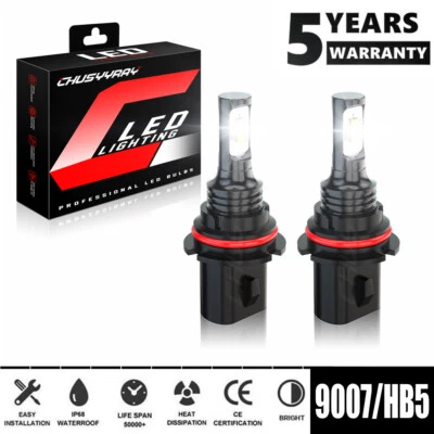 For Mazda B2300 B3000 B4000 1994-2008 2x 9007 LED Headlight High/Low Beam Bulbs - Image 1 of 4