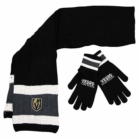 NHL Vegas Golden Knights Knit Scarf and Glove Gift Set VGK Officially Licensed Cover