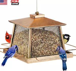 Large Bird Feeder for Outdoor, Gazebo Style Wild Bird Feeder, Metal Mesh Squirre - Picture 1 of 8