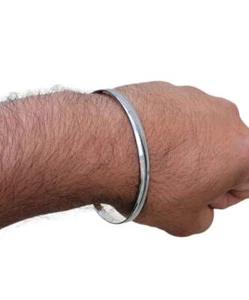 Chrome plated smooth plain sikh singh kaur khalsa kara kada bracelet bangle d7 - Picture 1 of 10