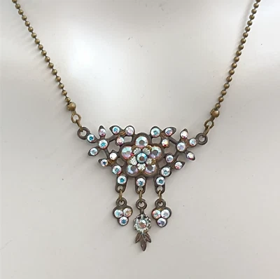 Collar Michal Negrin AB Cristal Floral Babero Shabby Chic Vintage Blanco Romance Foto 1 de 4