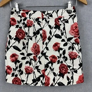 Asilio Skirt Womens 8 W24xL15 Black White Red Case Of Roses Mini Lined - Picture 1 of 7