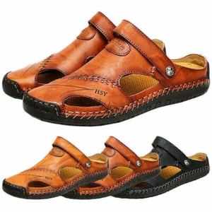 Sommer Herren Sandalen Echtes Leder Outdoor Bequeme Römische Strand Hausschuhe ★ - Bild 1 von 18