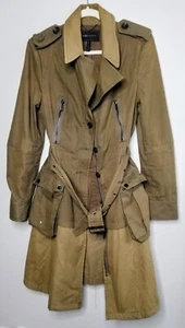 BCBGMaxAzria Olive Willow Trench Coat Size Medium Military Khaki LN - Picture 1 of 6