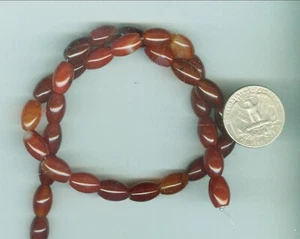 Hilo de cuentas de ágata brasileña natural de 16 pulgadas 8 mm x 13 mm cuentas de tono ámbar profundo - Imagen 1 de 1