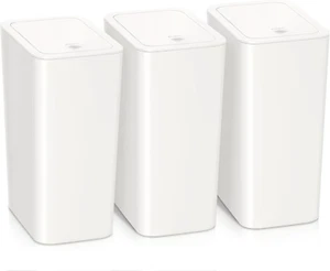 Paquete de 3 botes de basura pequeños para baño con tapa, 10 L / 2,6 galones cubo de basura delgado - Imagen 1 de 12