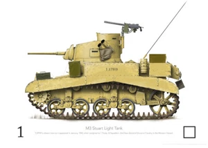 M3 Stuart T37919 1T 1942 NZ - A3+ Profile Print - Bild 1 von 4