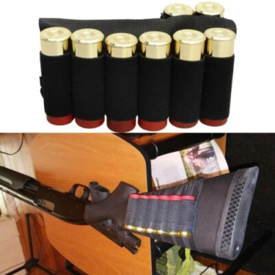 8 Round Shotgun Buttstock Shell Holder Elastic Ammo Tactical Holster 12/20 Gauge - Image 1 of 4
