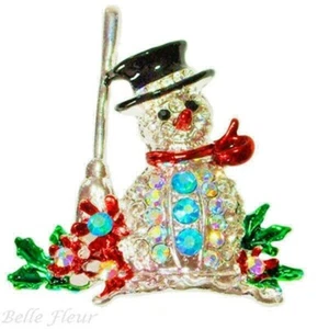 Pin muñeco de nieve Arctic Chill esmalte plateado y cristales brillantes - Imagen 1 de 2