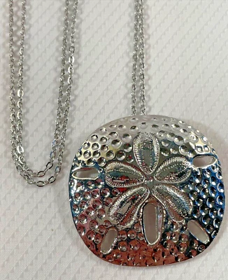 Colar de prata dólar areia LG 30” corrente de aço inoxidável vida marinha costeira NOVO - Imagem 1 de 4