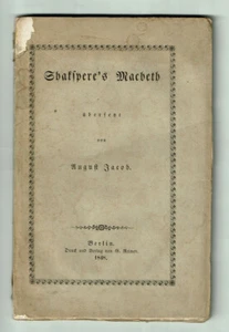 Libro - Shakespeare's Macbeth traducido por August Jacob 1848 ¡Sin cortar! - Imagen 1 de 4
