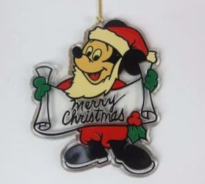 Disney Mickey Mouse Santa sosteniendo Feliz Navidad Bandera Acrílico Adorno Plano - Imagen 1 de 3